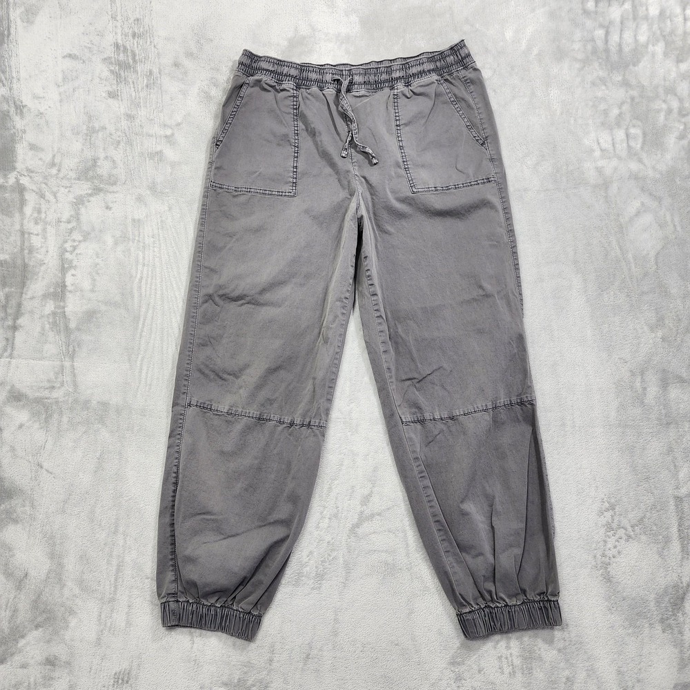 SO Pants Womens L Juniors Gray High Rise Pull On Utility Jogger Cuffed Casual